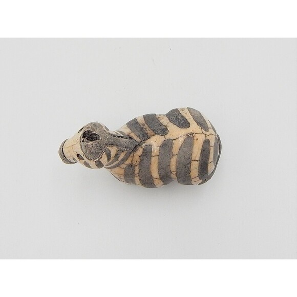 South African Raku Art Pottery Fat Zebra 4 Inch Figurine Marked Signed - Picture 6 of 10